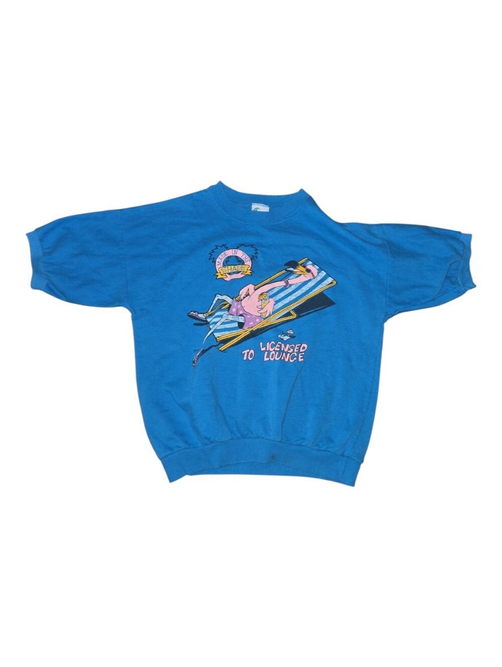 Vintage Blue Graphic Kids Sweatshirt with Pink Accent Size Small